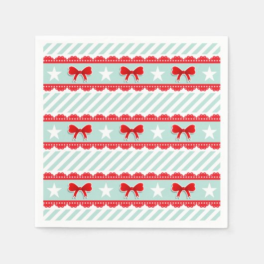 弓モダンと星のクリスマスパターン スタンダードカクテルナプキン (正面)