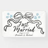 弓モダンと花たった今結婚しましたカーバナー 横断幕 (横)