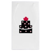 弓モダン付きブラックプレゼント スモールペーパーバッグ (裏面)