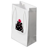 弓モダン付きブラックプレゼント スモールペーパーバッグ (裏面アングル)