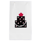 弓モダン付きブラックプレゼント スモールペーパーバッグ (正面)