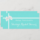 弓モダン付ターコイズブライダルシャワーボックス 招待状 (正面/裏面)