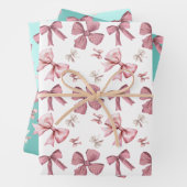 弓ラッかわいらしピング紙フラットシートセット3 ラッピングペーパーシート (インサイチュ)