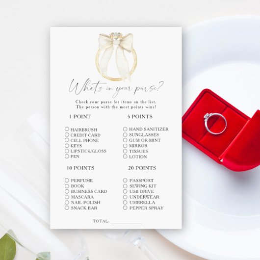 弓リングや輪ブライダルシャワーあなたの財布ゲームの中に何がある