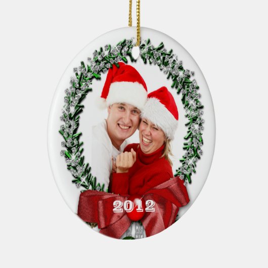 弓リースの家族写真のクリスマス2012のオーナメント セラミックオーナメント (右)