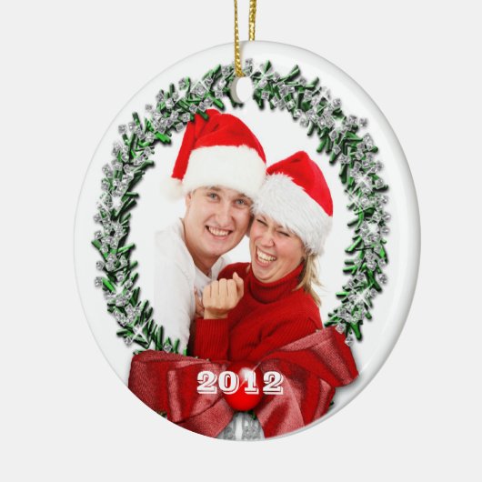 弓リースの家族写真のクリスマス2012のオーナメント セラミックオーナメント (左)