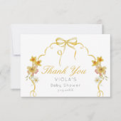 弓ワイルドフラワーベビーシャワーサンキューカード サンキューカード (正面)
