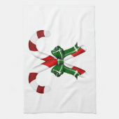 弓付きクリスマスキャンディスティック キッチンタオル (縦)