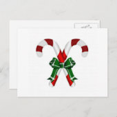 弓付きクリスマスキャンディスティック シーズンポストカード (正面/裏面)