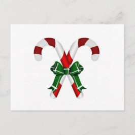 弓付きクリスマスキャンディスティック シーズンポストカード