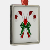 弓付きクリスマスキャンディスティック メタルオーナメント (右)