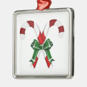 弓付きクリスマスキャンディスティック メタルオーナメント (左)