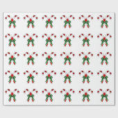 弓付きクリスマスキャンディスティック ラッピングペーパー (フラット)