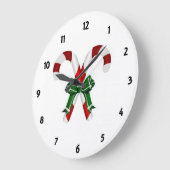弓付きクリスマスキャンディスティック ラージ壁時計 (傾斜)