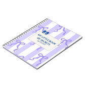 弓付き青ストライプと白 ノートブック (左側)