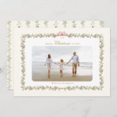 弓伝統的クリスマス植物写真枠 シーズンカード (正面/裏面)