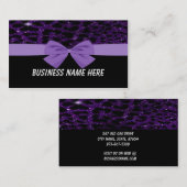 弓名刺を持つ紫色のグリッターのチータ 名刺 (正面/裏面)