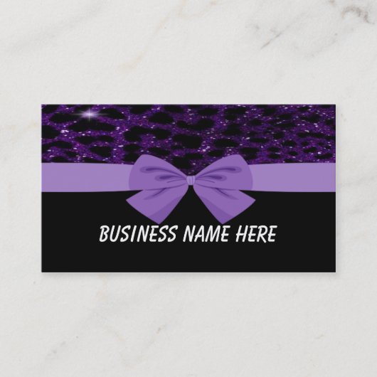 弓名刺を持つ紫色のグリッターのチータ 名刺 (正面)