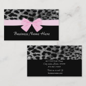 弓名刺を持つ銀製のグリッターのチータ 名刺 (正面/裏面)