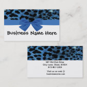 弓名刺を持つ青いグリッターのチータ 名刺 (正面/裏面)