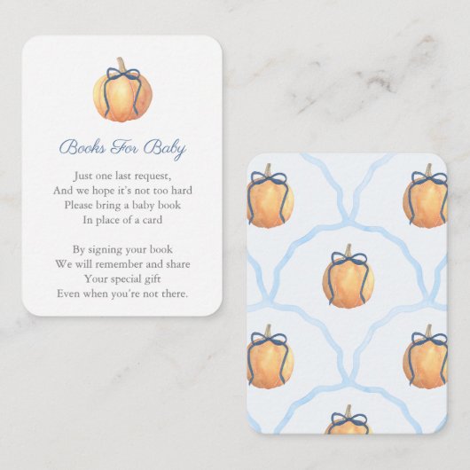 弓名門私立校風の付きカボチャは本の赤ちゃんシャワーをもたらす エンクロージャーカード (正面/裏面)