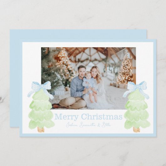 弓名門私立校風の付きクリスマスツリー シーズンカード (正面/裏面)