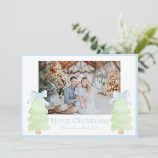 弓名門私立校風の付きクリスマスツリー シーズンカード (スタンド正面)