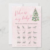 弓形クリスマスツリー ベビーシャワー Who Is My Baby ゲーム 招待状 (正面)