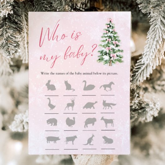 弓形クリスマスツリー ベビーシャワー Who Is My Baby ゲーム 招待状