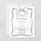 弓手引き白黒結婚式招待状 (正面)