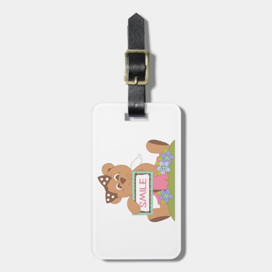 弓持ちテディベアスマイル標識 ラゲッジタグ