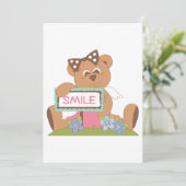 弓持ちテディベアスマイル標識 招待状 (スタンド正面)