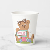 弓持ちテディベアスマイル標識 紙コップ (正面)