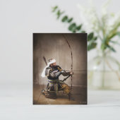 弓日本ので鎧を着た武士 ポストカード (スタンド正面)