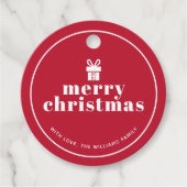 弓状のクリスマスの贈り物を贈カスタムる フェイバータグ (正面)