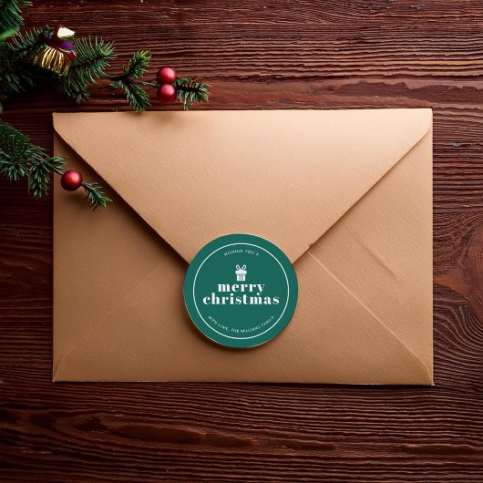 弓状のクリスマスの贈り物を贈カスタムる ラウンドシール