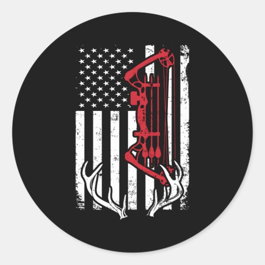 弓狩りアメリカ国旗のアーチェリーforハンター ラウンドシール (正面)