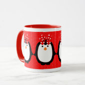 弓理髪店の四つ組を持つPenguins Singinの女性 マグカップ (正面左)