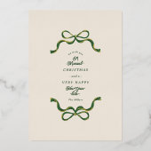 弓結婚したクリーム&グリーン実在金ゴールド写真 箔シーズンカード (正面)