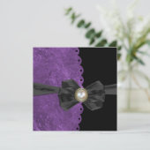 弓結婚式招待状付き緑紫色ホタテ 招待状 (スタンド正面)