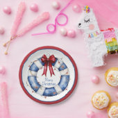 弓航海の付きクリスマスライフサーバー ペーパープレート (パーティー)