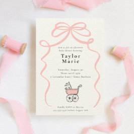 弓車とベビー車 | 女の子の赤ちゃんシャワー 招待状