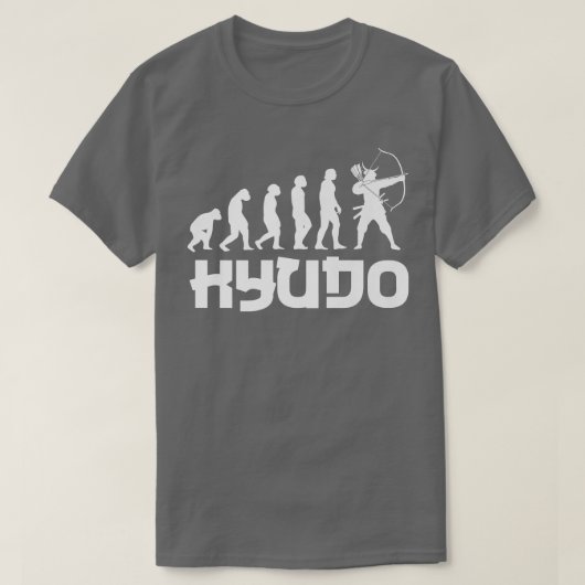 弓道おもしろい進化デザインアーチェリー日本のサムー Tシャツ (デザイン正面)