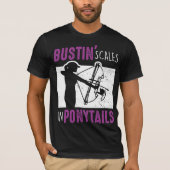 弓魚アーチェリー女性弓釣りスポーツ Tシャツ (正面)