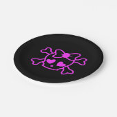 弓10代の少女の黒のピンクのガーリーなemoのスカル ペーパープレート (アングル)