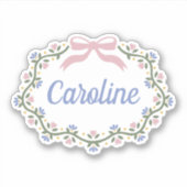 弓、ハート、花のつる植物 シール (正面)