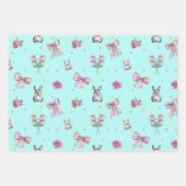 弓、バニーと花 ラッピングペーパーシート (正面3)
