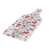 弓、バラ、イチゴのコケットパターン カッティングボード (角)