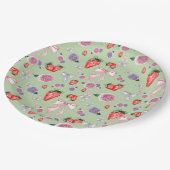 弓、バラ、イチゴのコケットパターン ペーパープレート (アングル)