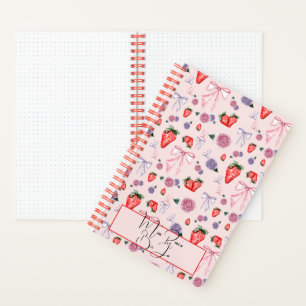 弓、バラ、ストロベリーコケット柄BuJo ノートブック